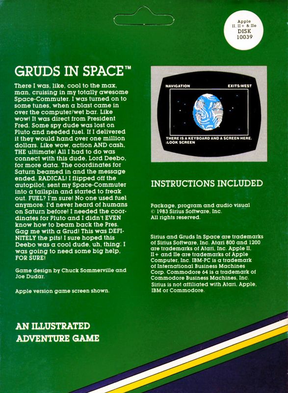 Back Cover for Gruds in Space (Apple II)