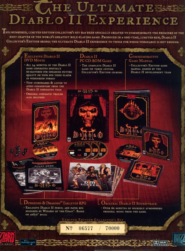 Back Cover for Diablo II (Collector's Edition) (Windows)