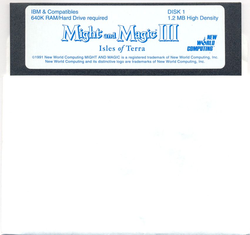 Media for Might and Magic III: Isles of Terra (DOS) (5.25" version): Disk 1/3