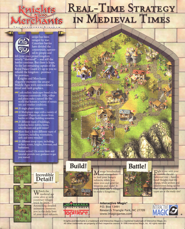 Back Cover for Knights and Merchants: The Shattered Kingdom (Windows)