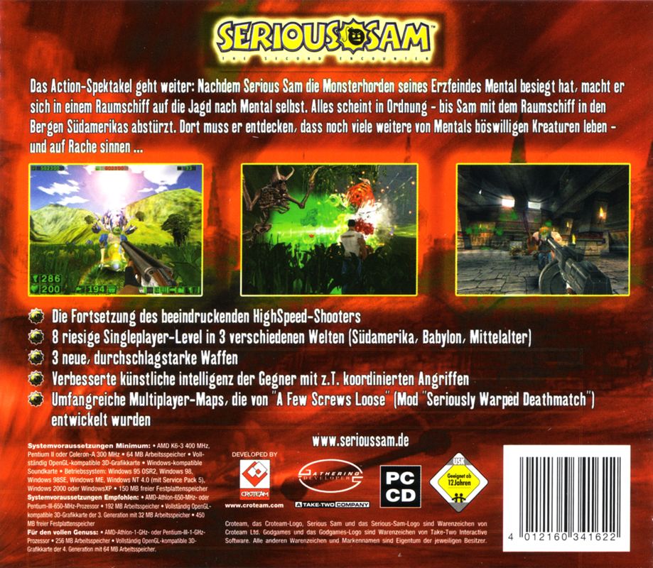 Back Cover for Serious Sam: The Second Encounter (Windows)