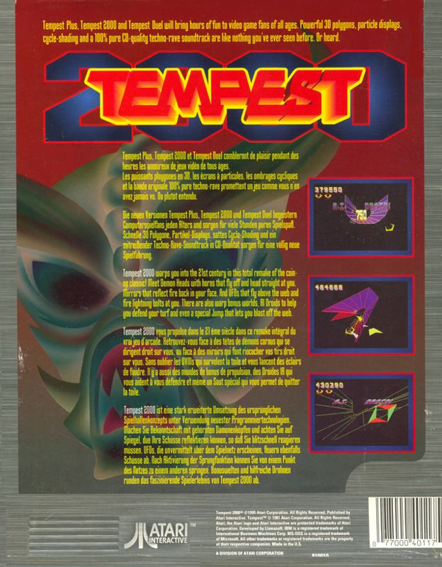 Back Cover for Tempest 2000 (DOS and Windows)
