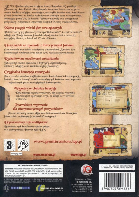 Back Cover for Great Invasions: The Darkages 350-1066 AD (Windows)