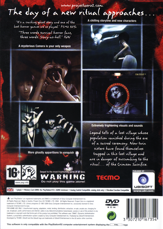 Back Cover for Fatal Frame II: Crimson Butterfly (PlayStation 2)
