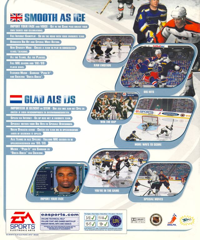 Back Cover for NHL 2000 (Windows)