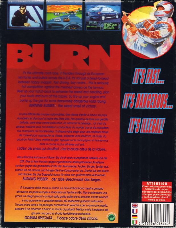 Back Cover for Burning Rubber (Amiga)