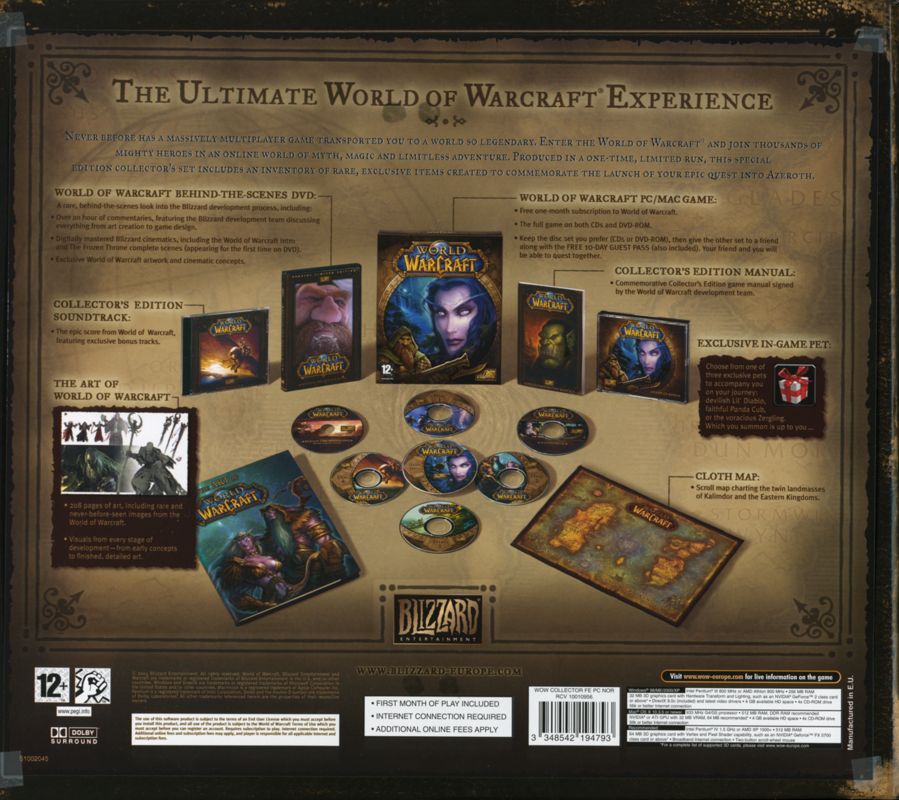 Back Cover for World of WarCraft (Collector's Edition) (Macintosh and Windows)