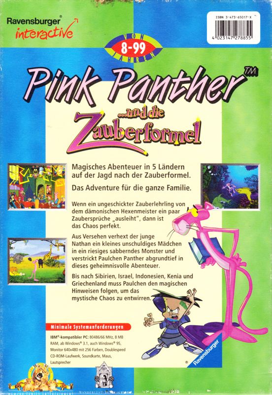 Back Cover for The Pink Panther: Hokus Pokus Pink (Windows and Windows 3.x)
