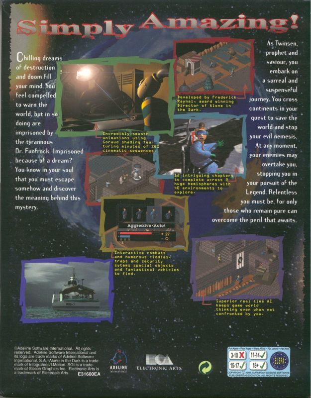 Back Cover for Relentless: Twinsen's Adventure (DOS)
