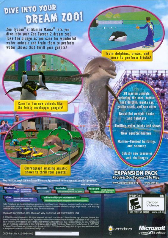 Back Cover for Zoo Tycoon 2: Marine Mania (Windows)