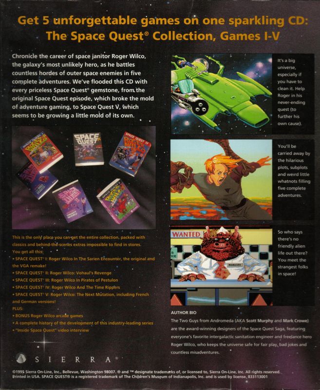 Back Cover for Space Quest: Collector's Edition (DOS and Windows 3.x)
