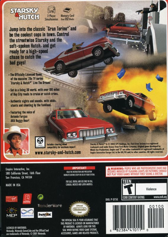 Back Cover for Starsky & Hutch (GameCube)
