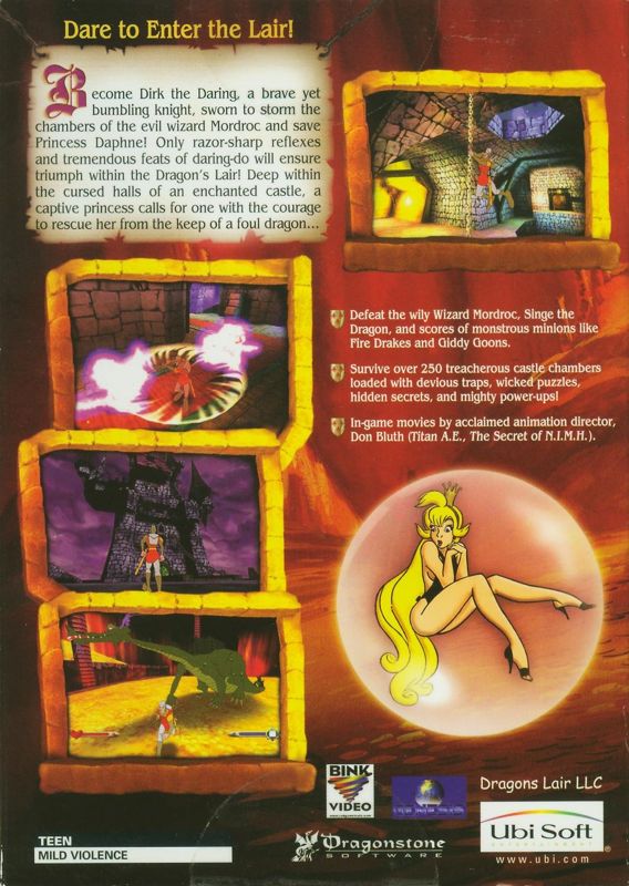 Back Cover for Dragon's Lair 3D: Return to the Lair (Windows)