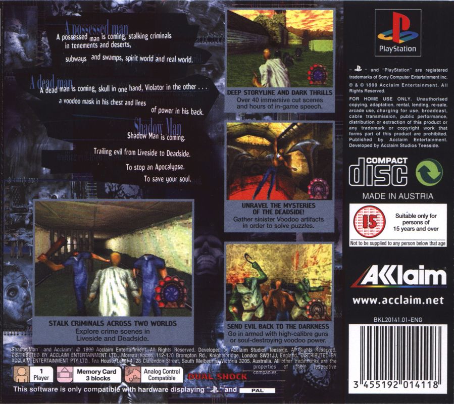 Shadow Man cover or packaging material - MobyGames