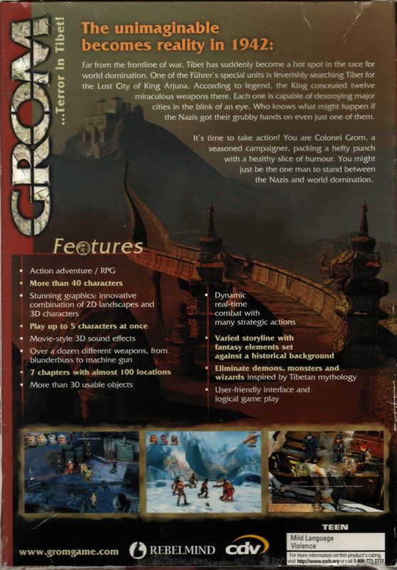Back Cover for GROM: ...Terror in Tibet! (Windows)