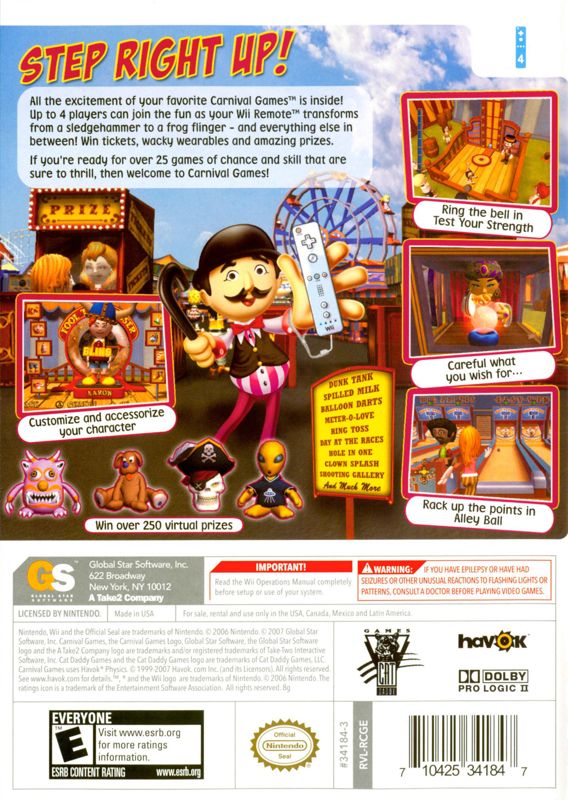 Back Cover for Carnival Games (Wii)