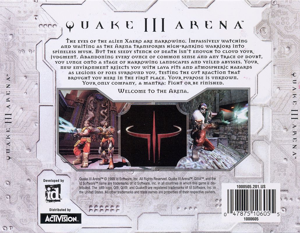 Back Cover for Quake III: Arena (Windows) (3Com OEM release)