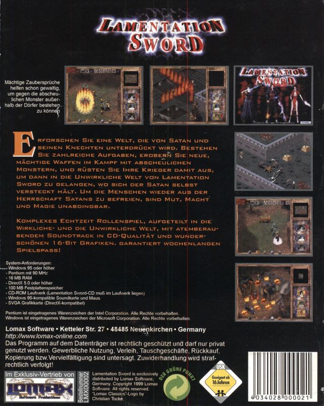 Back Cover for Akuma: Demon Spawn (Windows) (Lomax Classics release)