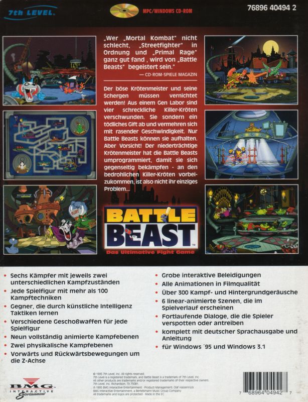 Back Cover for Battle Beast (Windows and Windows 3.x)