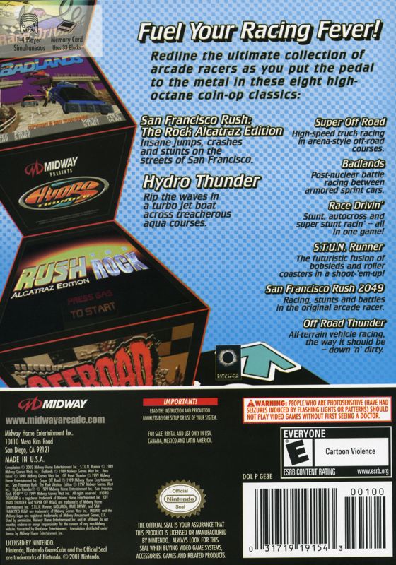 Back Cover for Midway Arcade Treasures 3 (GameCube)