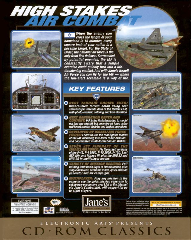 Back Cover for Jane's Combat Simulations: IAF - Israeli Air Force (Windows) (EA CD-ROM Classics release)