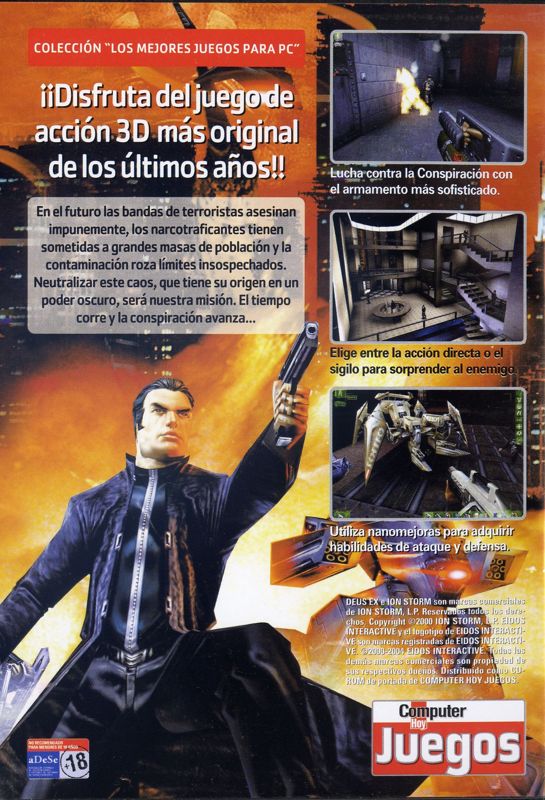 Back Cover for Deus Ex (Windows) (N 16 of the Computer Hoy Juegos collection ("Los mejores juegos para PC"))