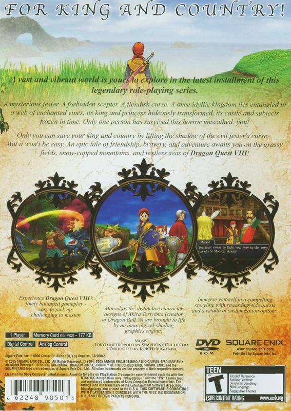 Back Cover for Dragon Quest VIII: Journey of the Cursed King (PlayStation 2)