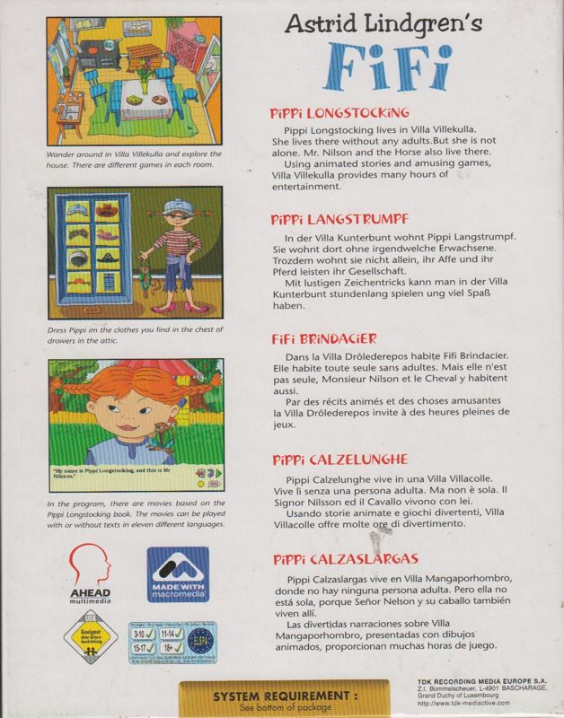 Back Cover for Pippi (Macintosh and Windows)