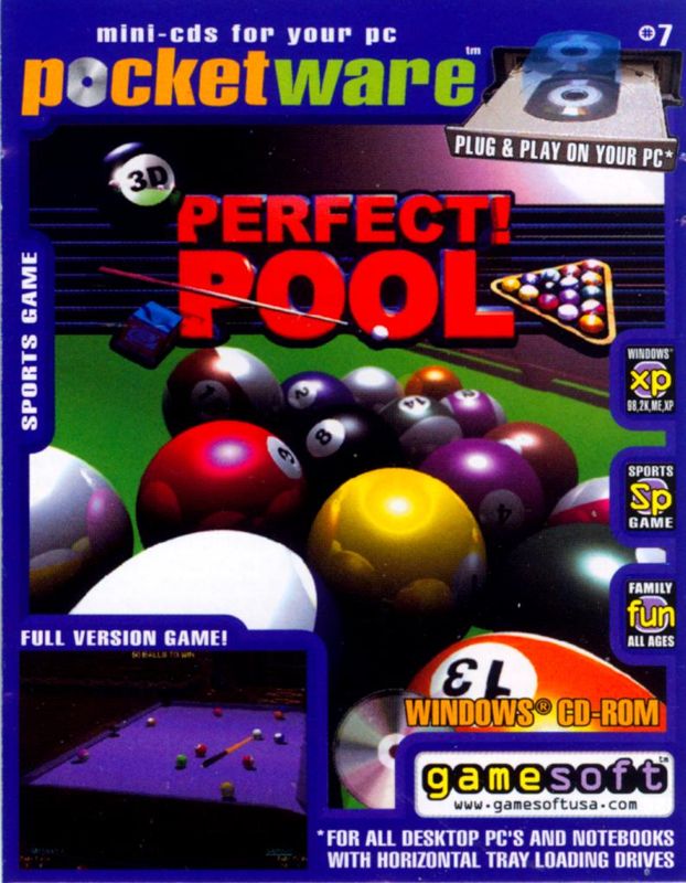 Front Cover for Perfect! Pool (Windows) (Gamesoft Pocketware edition, business card-sized jewel case and CD-ROM)
