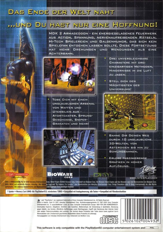 Back Cover for MDK 2 (PlayStation 2)