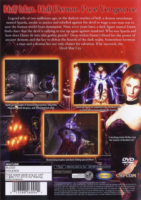 Back Cover for Devil May Cry (PlayStation 2)