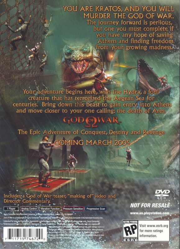 Back Cover for God of War (PlayStation 2) (Demo Disk Release)