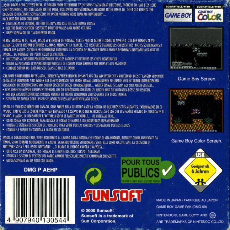 Back Cover for Blaster Master: Enemy Below (Game Boy Color)