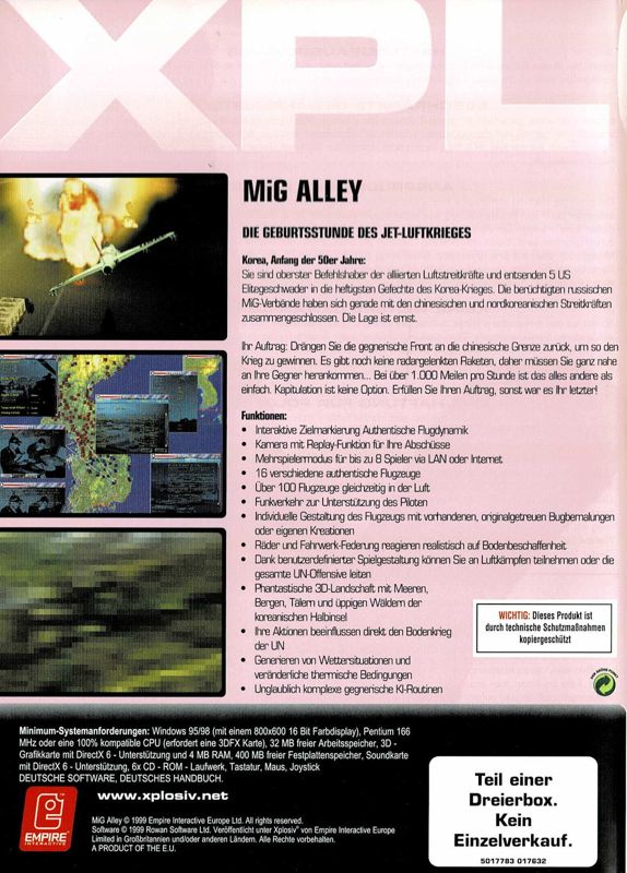 Other for Xplosiv Collection Volume 3: Simulation (Windows): Keep Case - Mig Alley - Back