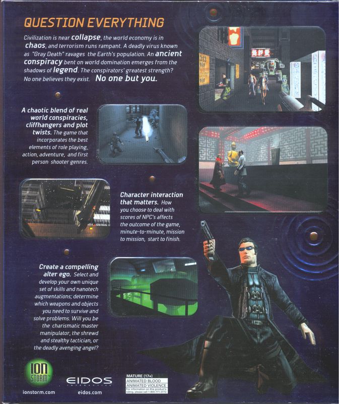 Back Cover for Deus Ex (Windows)