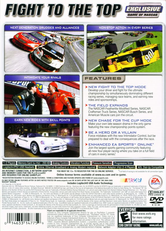 Back Cover for NASCAR 2005: Chase for the Cup (PlayStation 2)