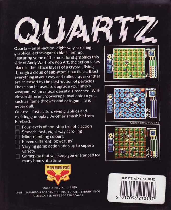 Back Cover for Quartz (Atari ST)