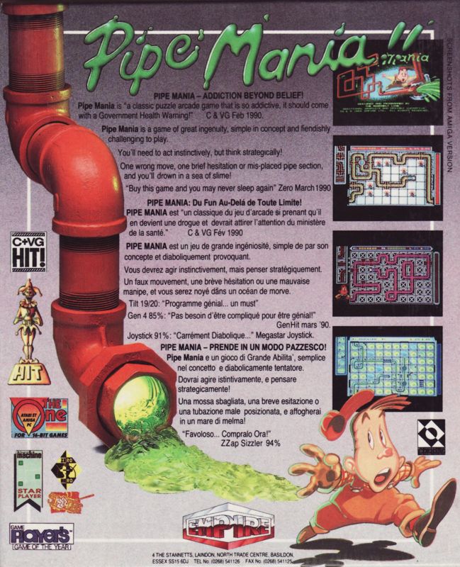 Back Cover for Pipe Dream (Atari ST)
