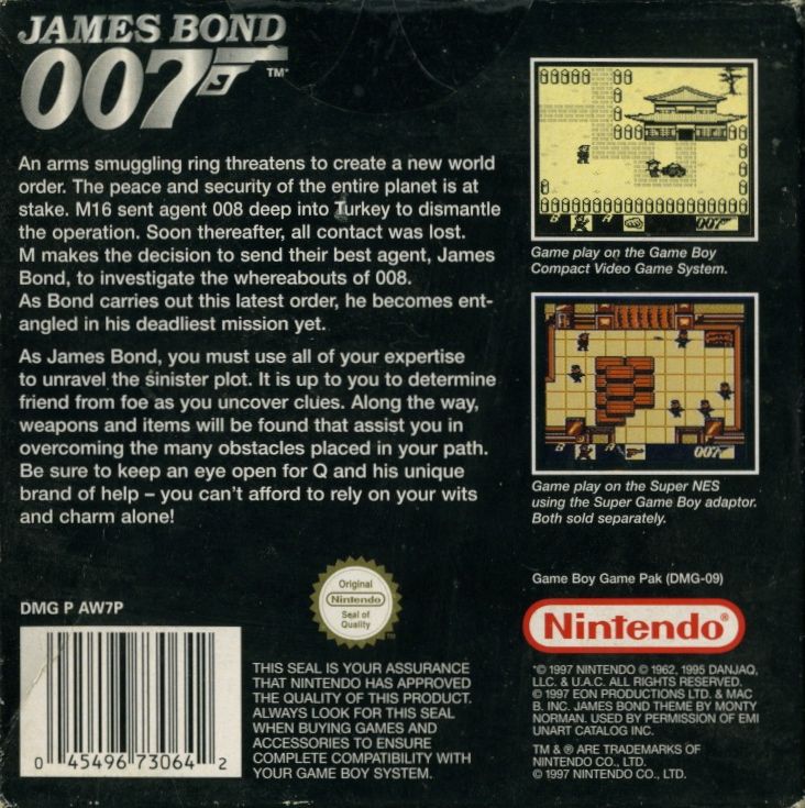 Back Cover for James Bond 007 (Game Boy)