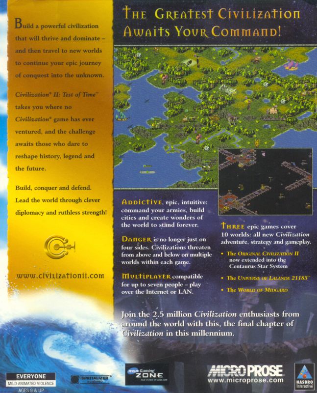 Back Cover for Civilization II: Test of Time (Windows)