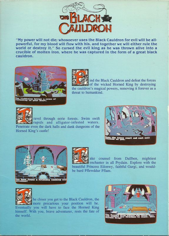 Inside Cover for The Black Cauldron (DOS): Right Flap