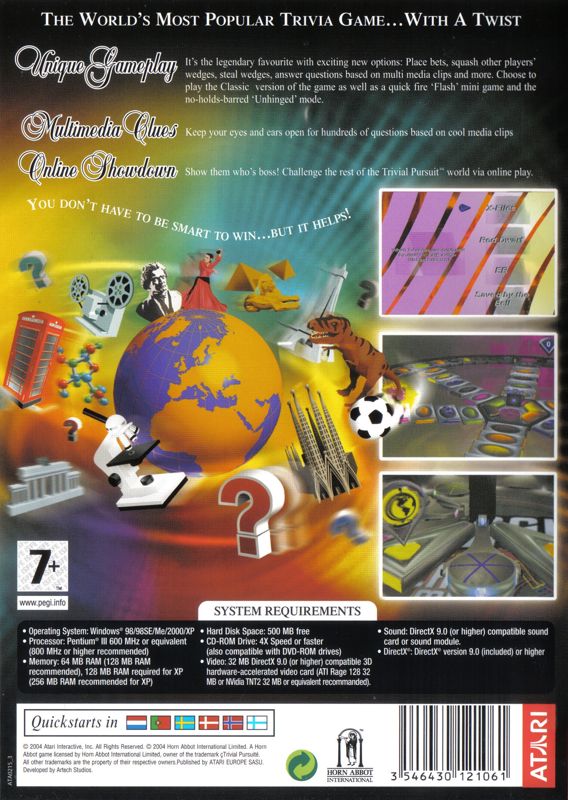 Back Cover for Trivial Pursuit: Unhinged (Windows)
