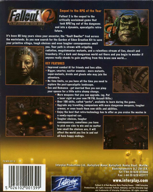 Back Cover for Fallout 2 (Windows)