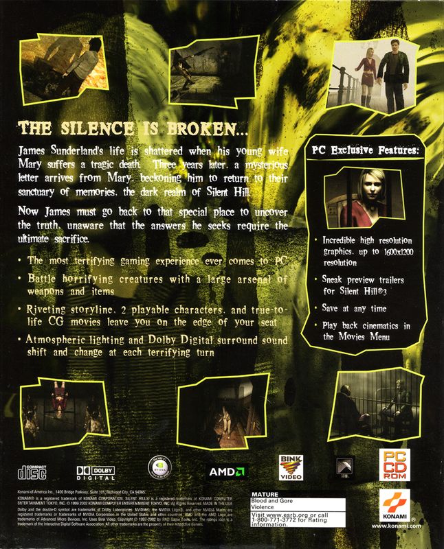 Back Cover for Silent Hill 2: Restless Dreams (Windows)