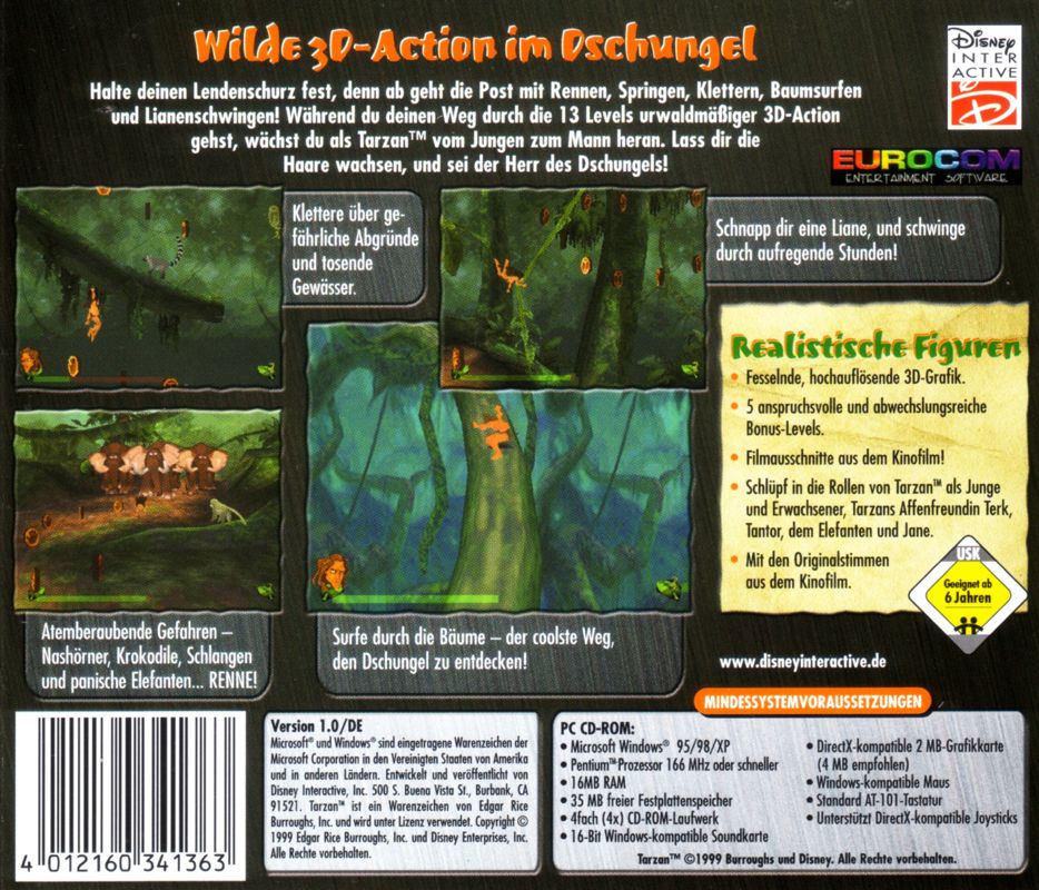 Back Cover for Disney's Tarzan (Windows)