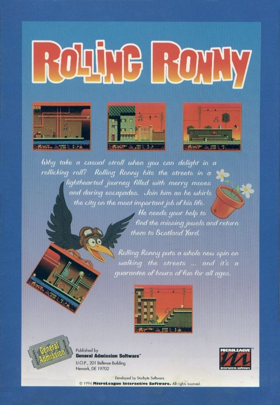 Back Cover for Rolling Ronny (DOS)
