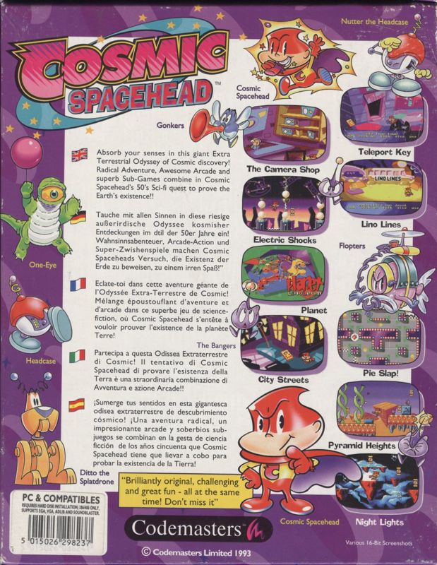 Back Cover for Cosmic Spacehead (DOS)