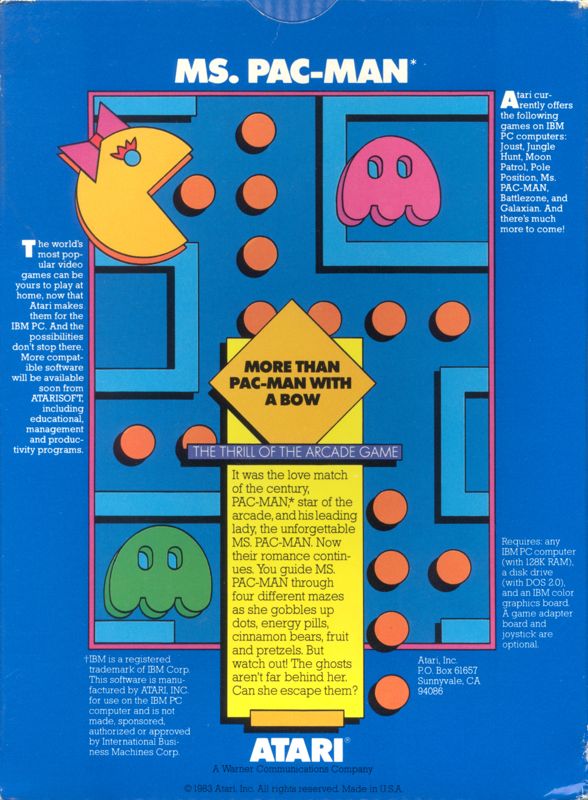Back Cover for Ms. Pac-Man (PC Booter)