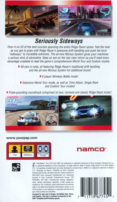 Back Cover for Ridge Racer (PSP)