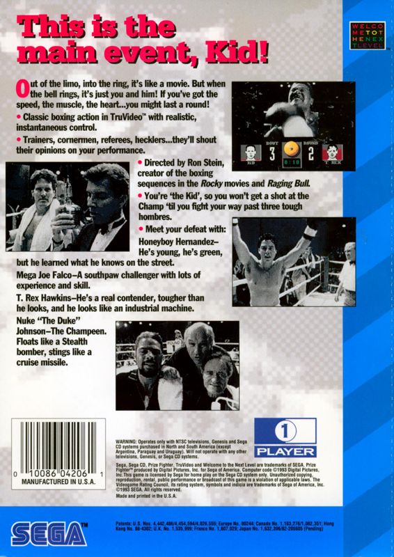 Back Cover for Prize Fighter (SEGA CD)